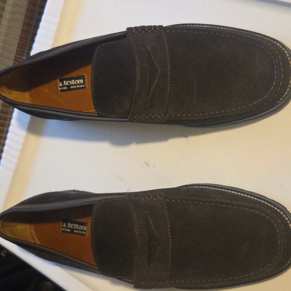 A TESTONI  Dark Brown Suede italian Loafers for Men - Picture 4 of 11
